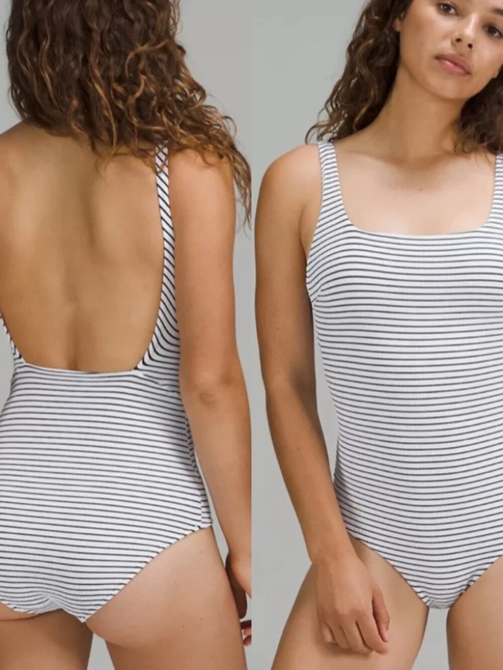 Lululemon Waterside Square-Neck One-Piece Swimsuit *Smocked B/C Cup, Medium Bum